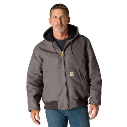Carhartt Men's Loose Fit Firm Duck Insulated Flannel-Lined Hooded Active Jacket J140