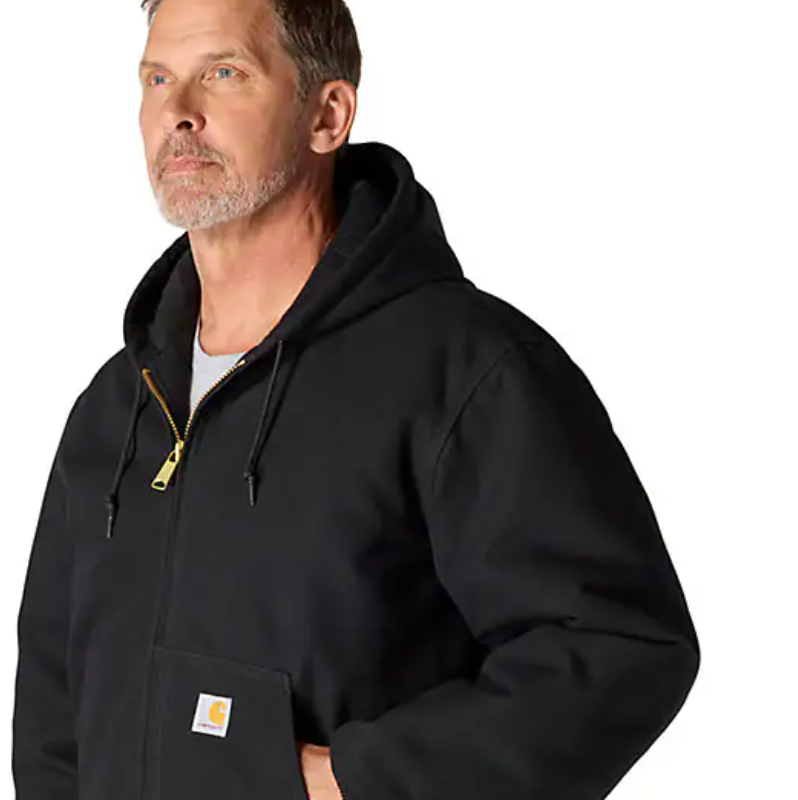 Carhartt Men's Loose Fit Firm Duck Insulated Flannel-Lined Hooded Active Jacket J140